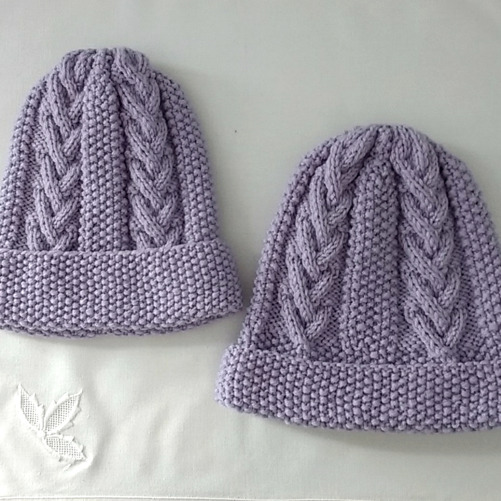 Mother/Daughter handcrafted knit beanies